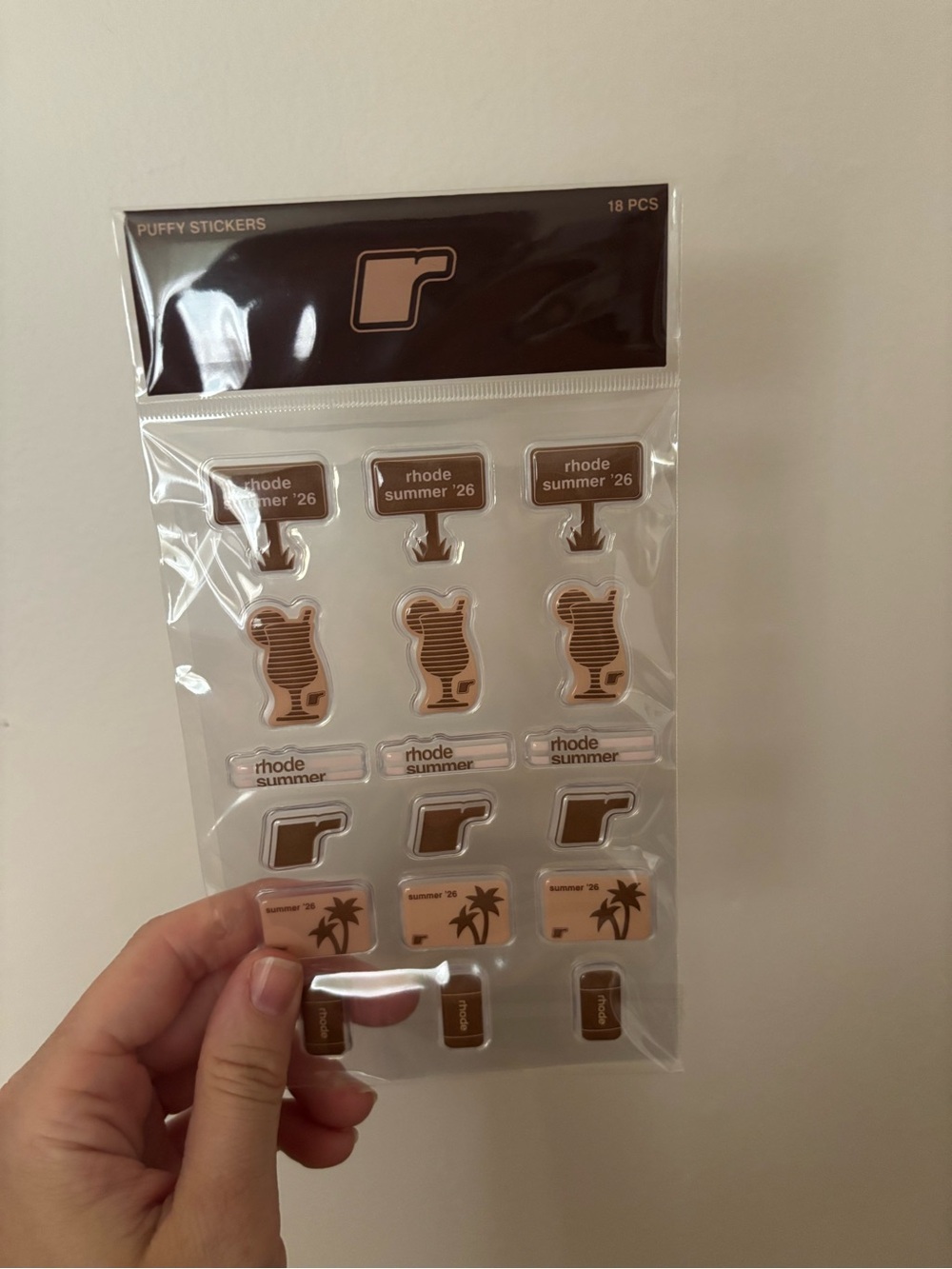 RHODE Brown Puffy Sticker Pack - 18 Piece Set